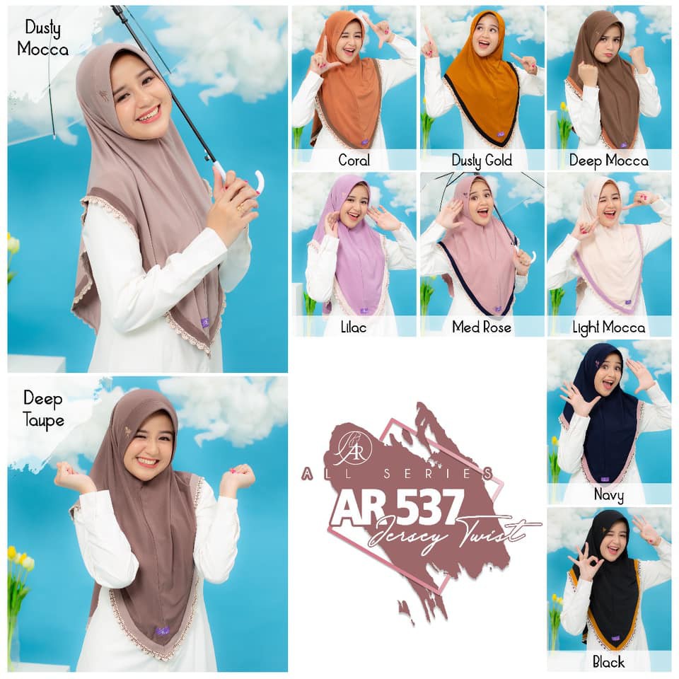 Terbaru ✔️COD ✔️ Jilbab Instan by Arrafi Hijab AR 537 Jilbab instan aksen renda tepi-random