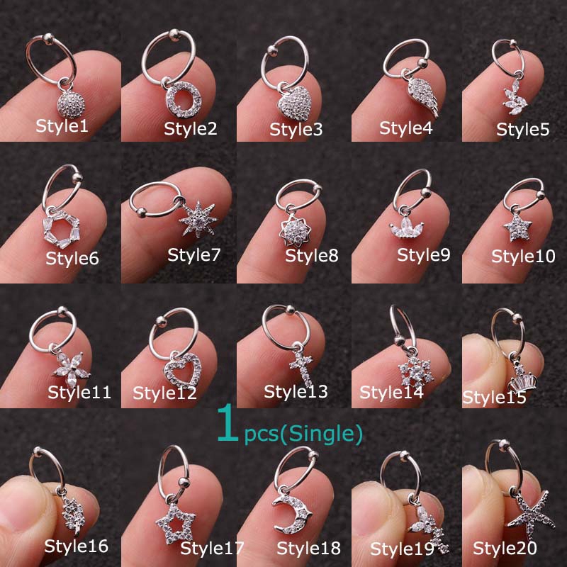 1piece Stainless Steel Captive Bead Ring Ear Tragus Rook Pinna Helix Piercing 20G