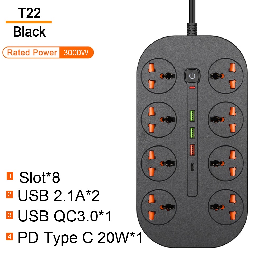 Power Strip Stop Kontak Listrik Extension USB Tipe C 20W QC Plug Euusuk Untuk Komputerhandphone