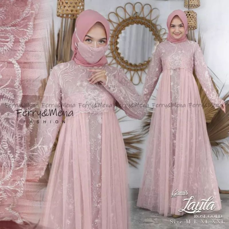NEE COLECTION GAMIS LAYLA BAHAN TILE MIX TUTU // GAMIS PESTA ORIGINAL BRAND FERRY&MENA BRAND PREMIUM