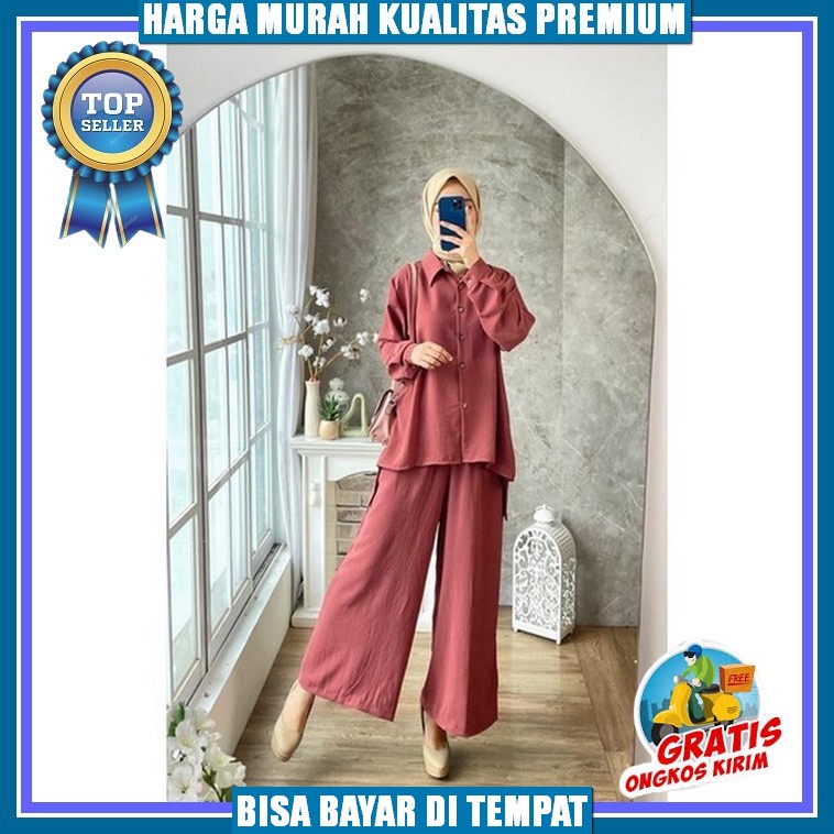 Tbtazkia Rubi Set/ Rubi Set Crincle /Setelan Kulot Krinkel/Ootd Kekinian/ Setelan Wanita Terbaru One