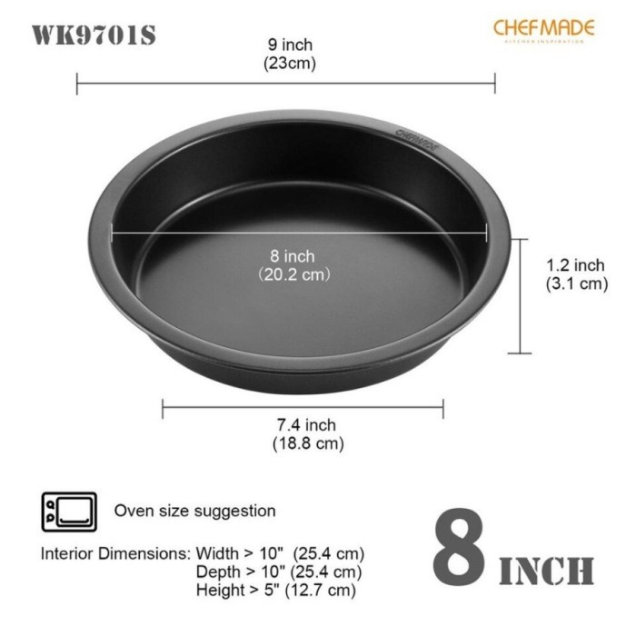 Chefmade WK9701 S - Loyang Pizza Anti Lengket / Pizza Pan 23cm Black/ loyang pizza