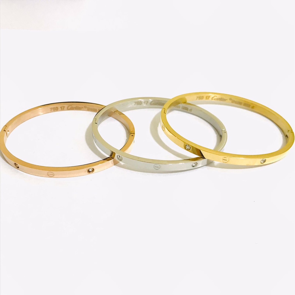 Gelang Set isi  3 Titanium Wanita Lapis Emas Anti Karat Termurah GBT154-46-45