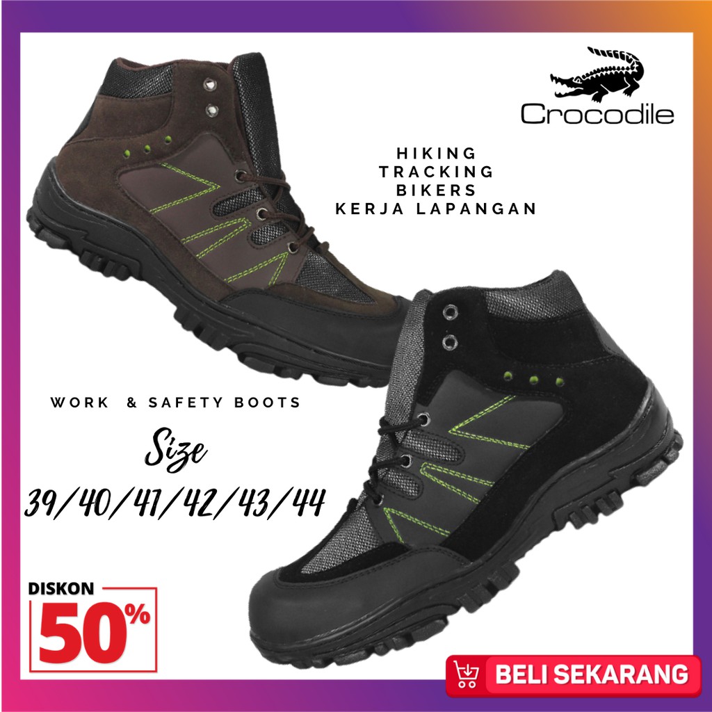 Sepatu Pria Crocodile Maung PDL Boots Safety Kerja Lapangan Tracking Gunung Hiking Outdoor Murah