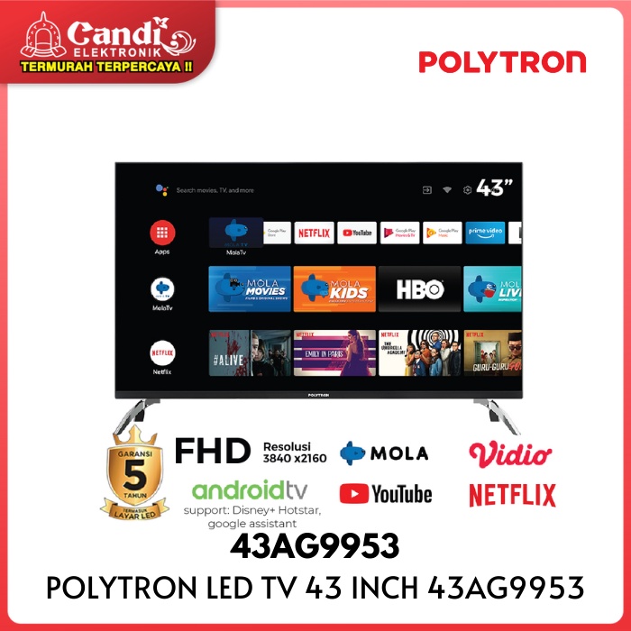 POLYTRON Smart TV LED TV 43 Inch 43AG9953