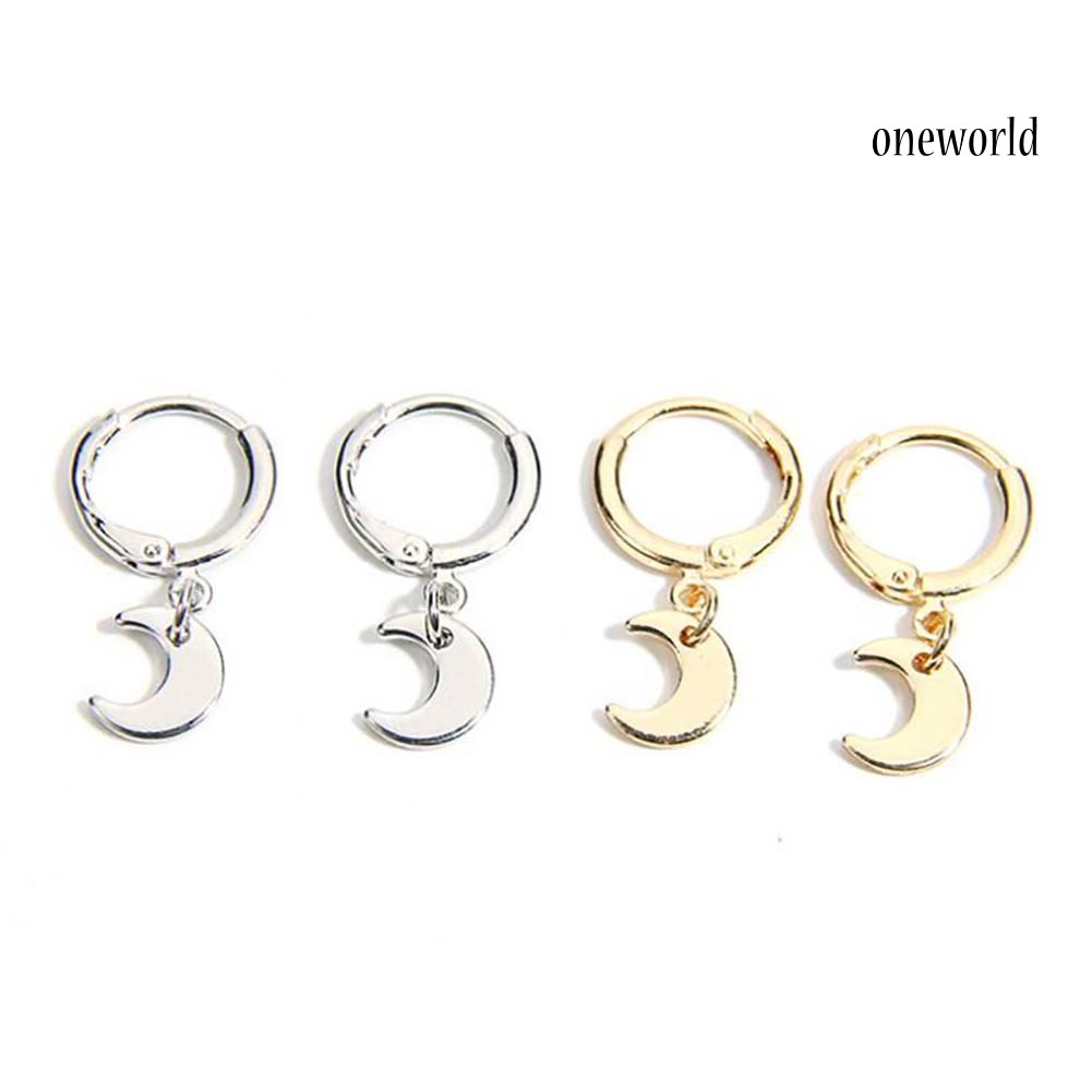 OW@ Exquisite Meniscus Pendant Loop Earrings Dangle Women Jewelry Charm Gift Decor