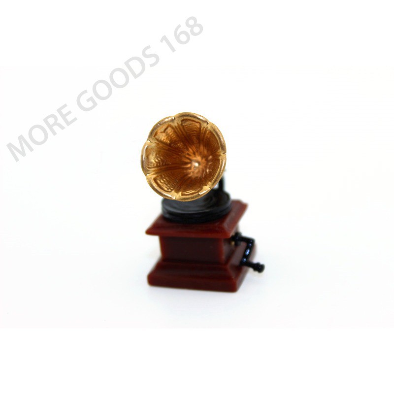 Mini Gramophone Phonograph 1:12 Dollhouse Miniature Accessory Decor Untuk Anak