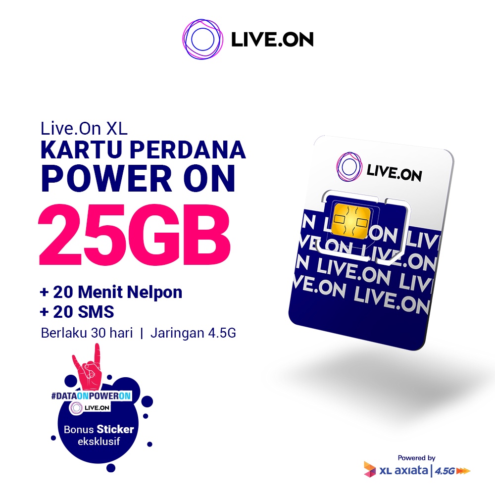 Kartu Perdana Live.On 25GB + GRATIS Sticker B