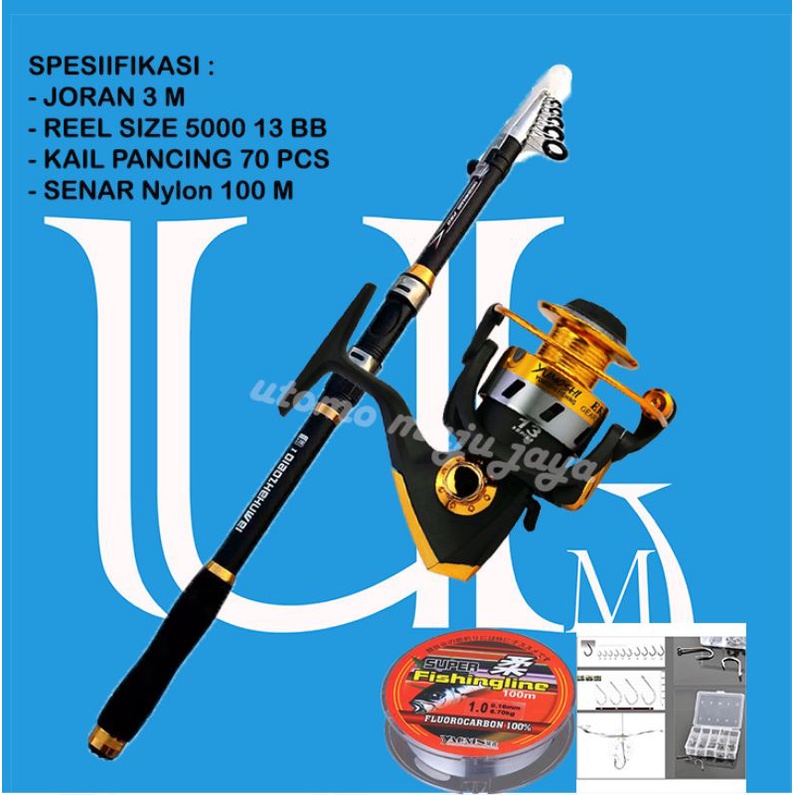GNE Pancing Laut 1 Set Reel Size 5000 13 BB Dan Joran 3 Meter ( Bisa COD )