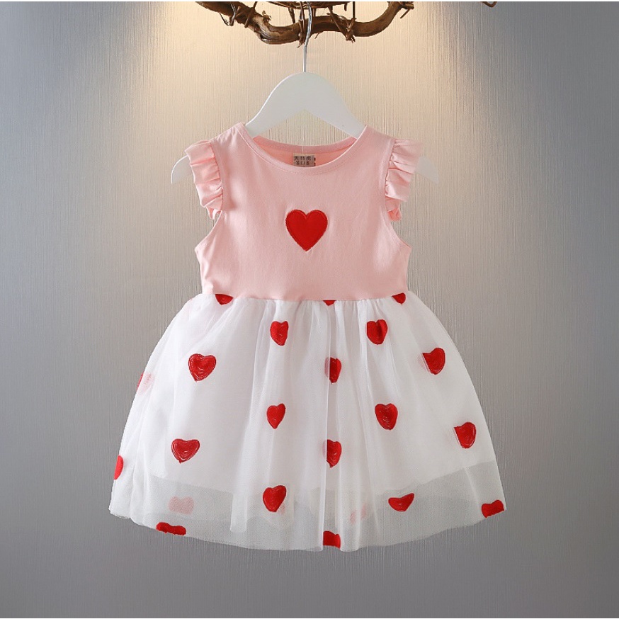 DH69-NEW Dress bayi/baju dress anak tutu import motif hati