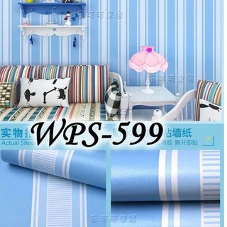  zdw 352 Wallpaper Sticker Garis  Biru  Putih WPS599 Stiker 