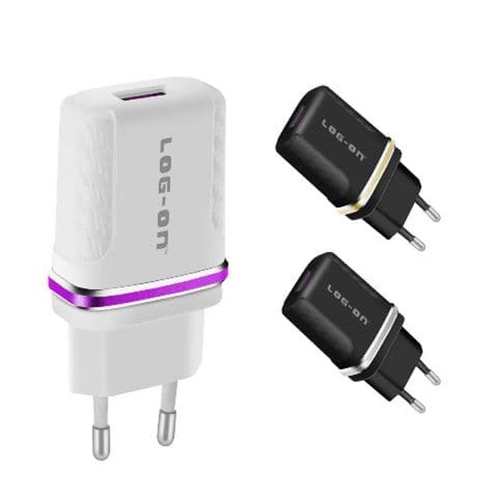 LOG-ON LO-C10 Charger 5V 1A 1USB Single Port Include MICRO USB &amp; LIGHTNING Cable Casan HP