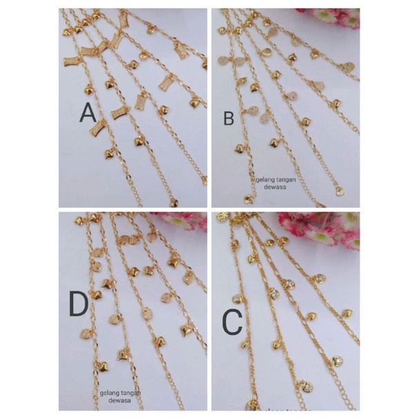Rsdr042. Gelang tangan xuping wanita lapis emas dgn mata zircon ukuran 18-20 cm