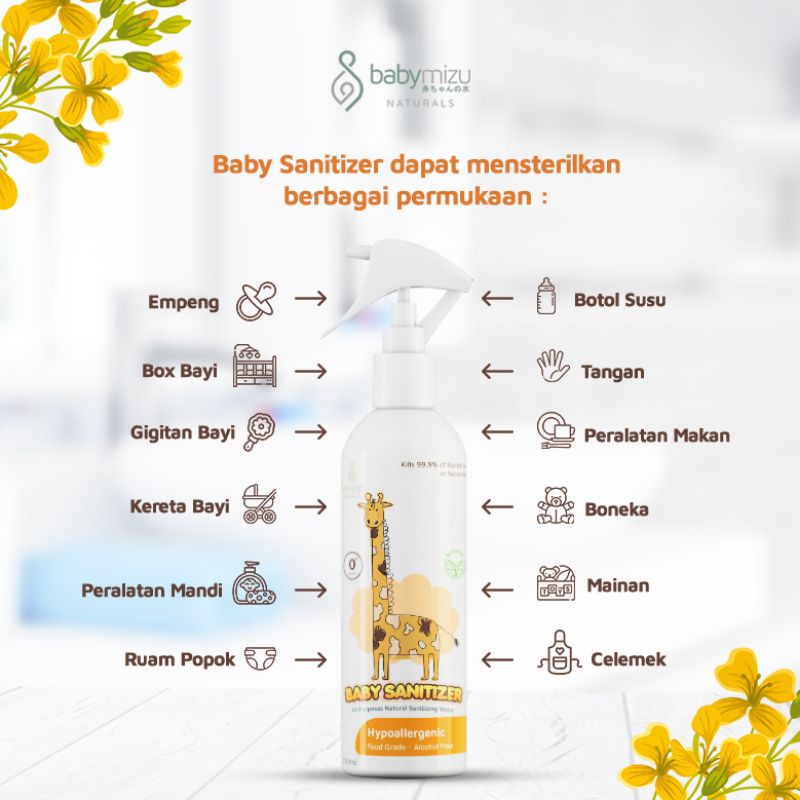 BABYMIZU Baby Sanitizer - Hypoallergenic Baby Sanitizer, Sanitizing Water 100% Natural, Food Grade, Multi Purpose Cleanser