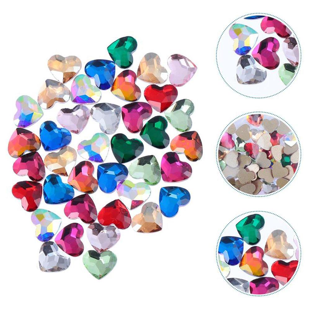 MXBEAUTY 50pcs Heart Diamond Jewelry Charms Nail Stickers 3D Nail Art Rhinestones Women Heart Shape Manicure Accessories Fashion Glitter Crystal DIY Ornaments Nail Art Decoration/Multicolor