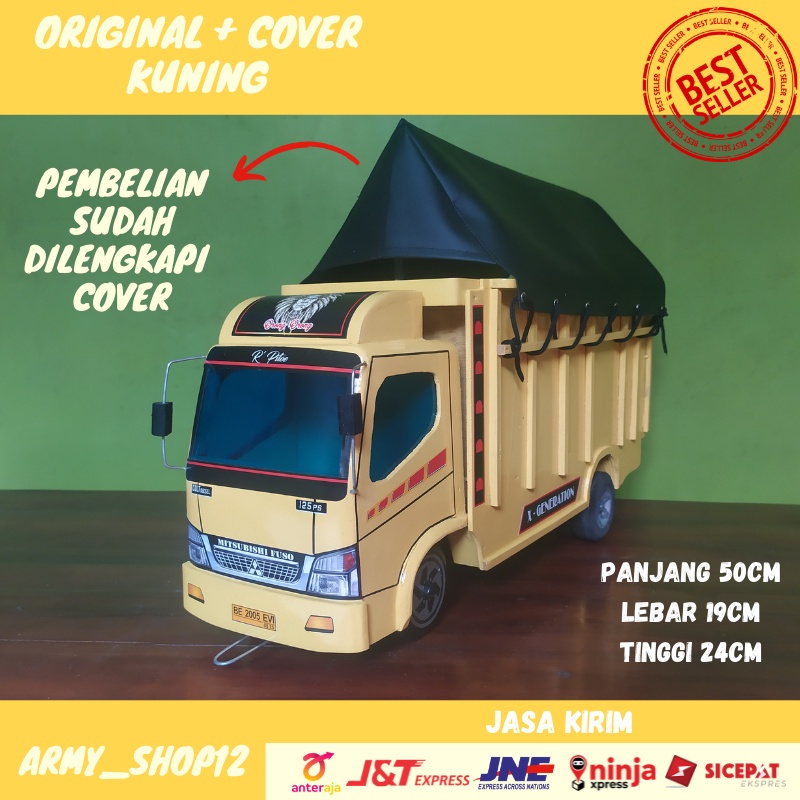 Truk Oleng Miniatur Kayu Terpal Murah Jumbo Mobil Mobilan Anak Laki Laki