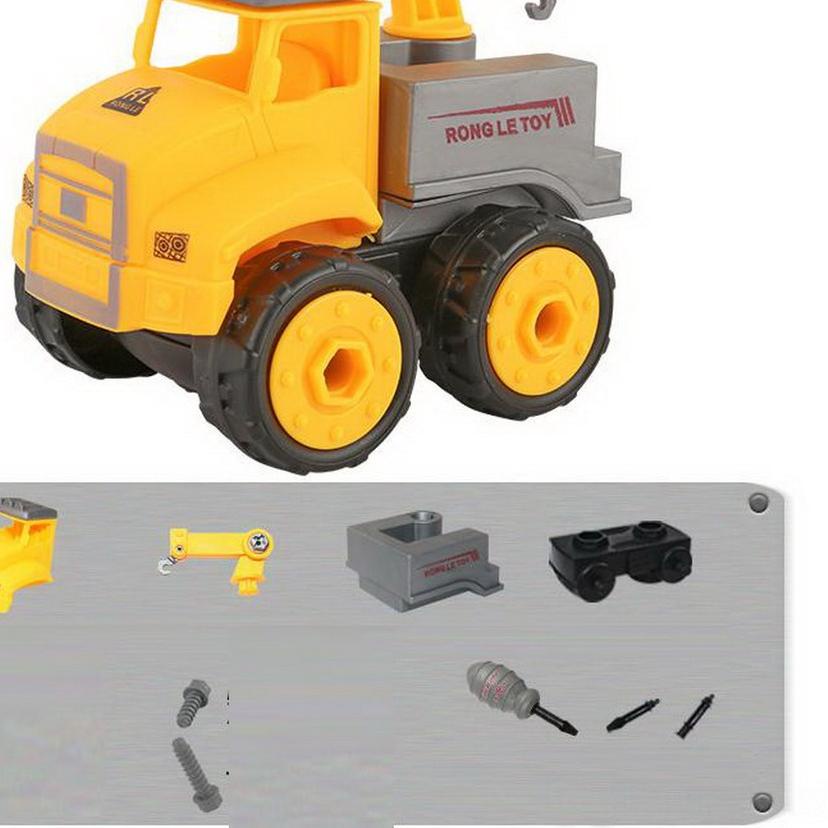 ♨ 4pcs DIY Mobil Konstruksi Traktor Buldozer Beko Mainan Anak Laki Laki ➢