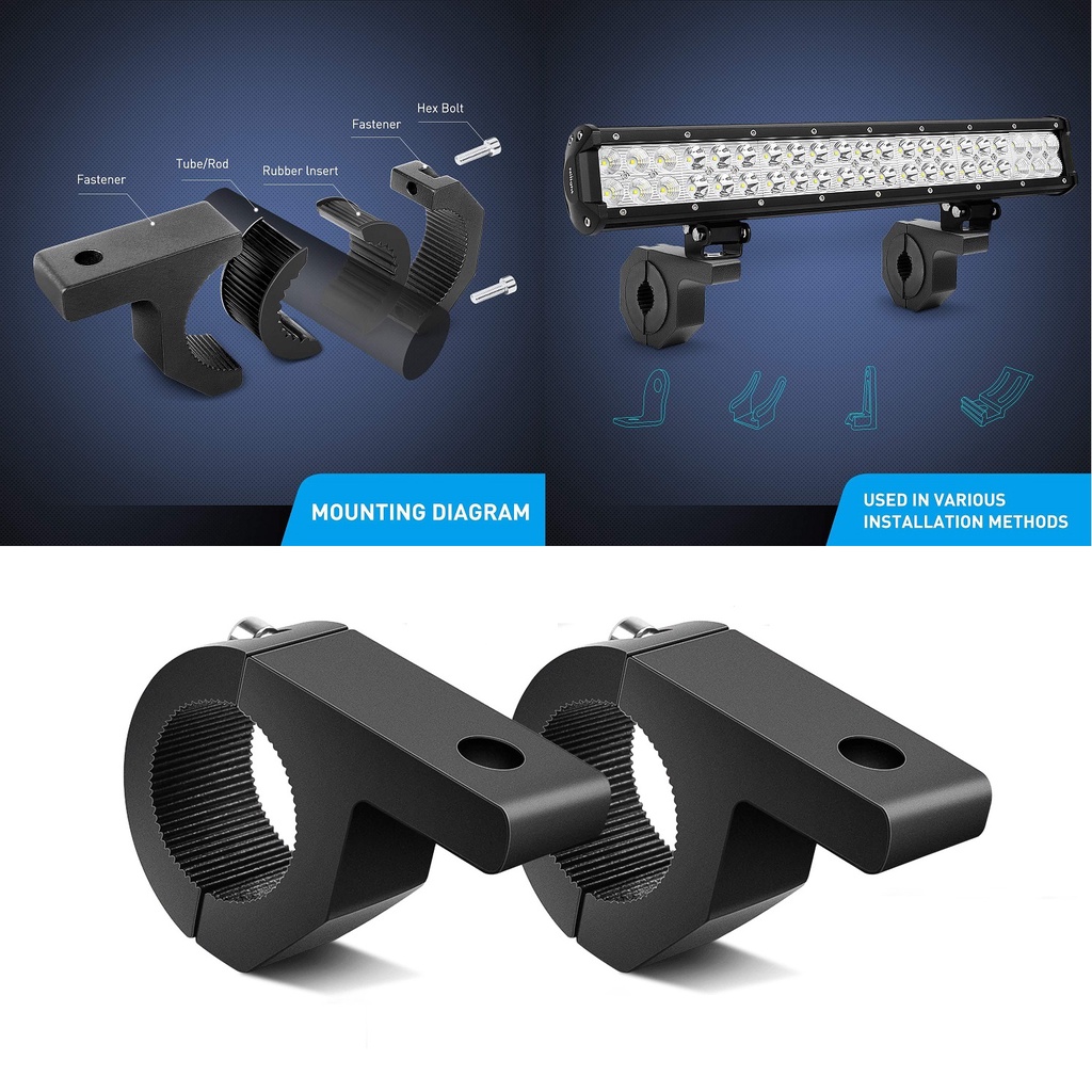 Bracket Breket Braket Crashbar Jepit Dudukan Lampu LED Bar Stand Tembak Stang Motor 25 - 30 mm VINYX