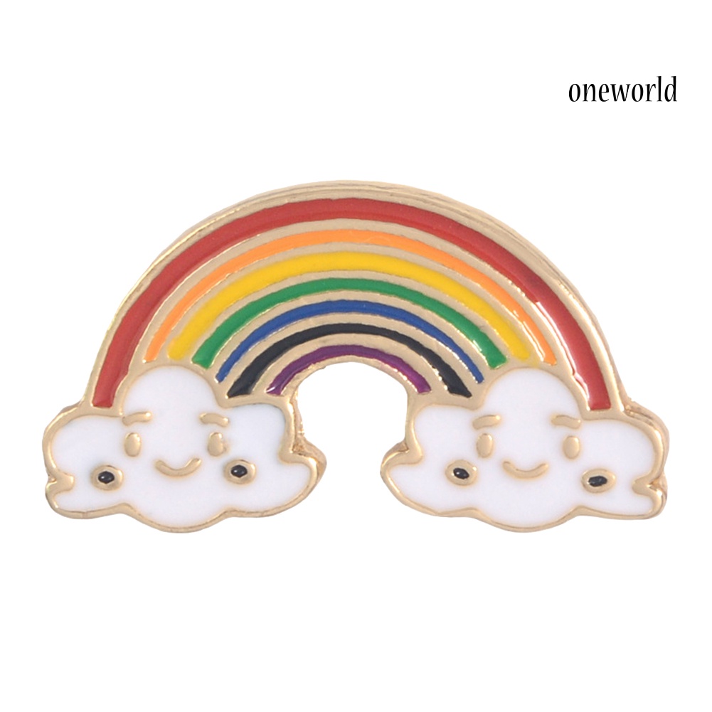 OW@ Cartoon Sun Moon Cloud Rainbow Enamel Brooch Pin Bag Collar Lapel Badge Jewelry