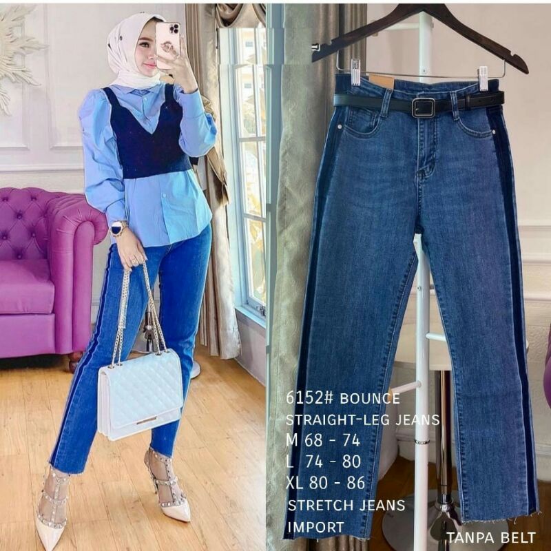 6152 Celana jeans panjang biru denim wanita import celana panjang jeans denim cewek korea import