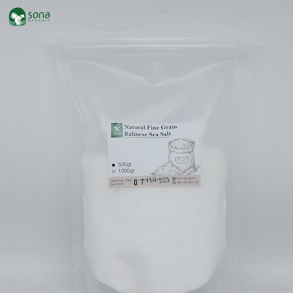 

Natural Seasalt Bali 500gr - Seasalt Fine Grain - Garam Laut Sona