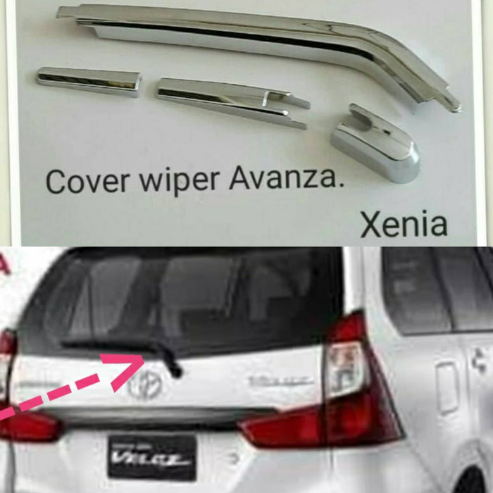 Cover wiper KACA belakang toyota SEMUA AVANZA / Veloz / XENIA 2004 sampai 2021  2005 2006 2007 2008 2009 2010 2011 2012 2013 2014 2015 2016 2017 2018 2019 2020 tempel CHROME crome