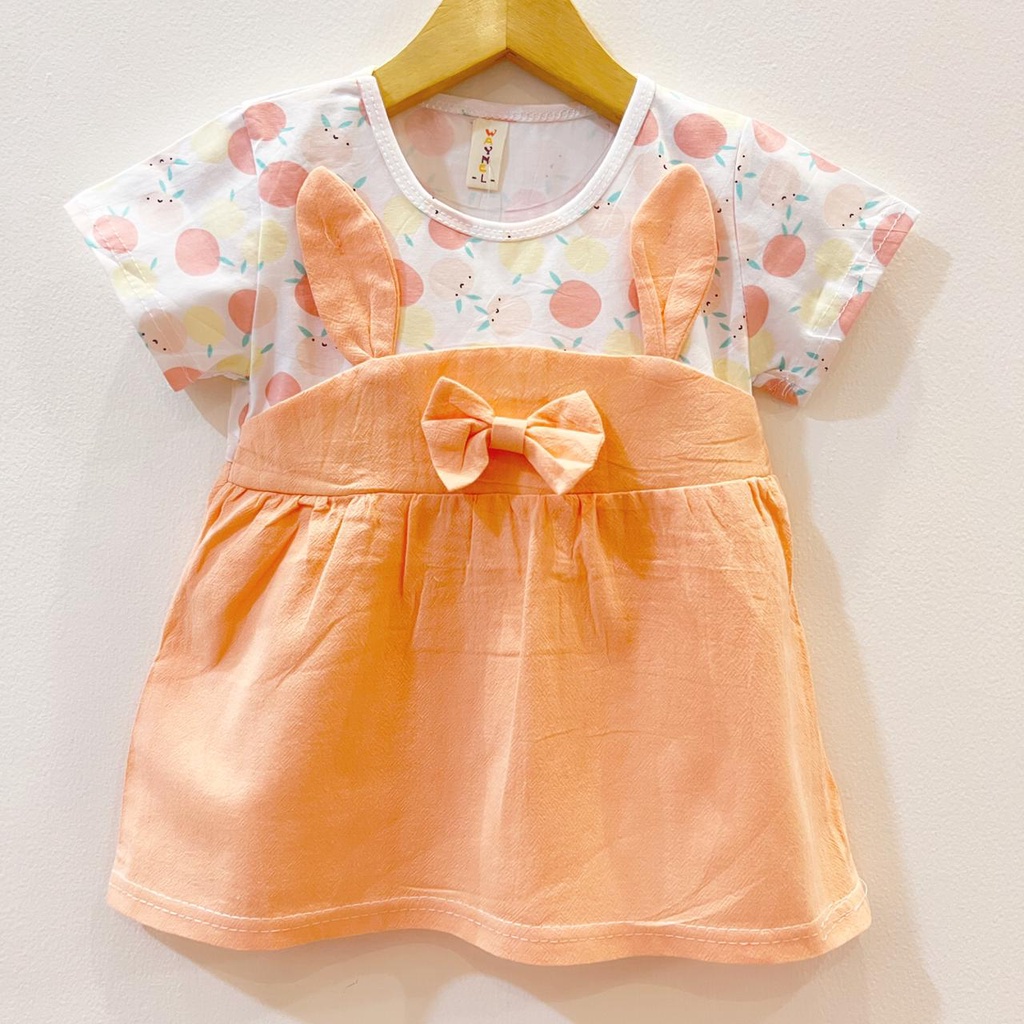 SIMPLE MEOW / LUCKY CAT / PEACHY / PRINCESS SWAN SLEEPING BEAUTY  DRESS Baju Dress Bunga Bandana Sepatu Pergi Lucu Fashion Anak Bayi Perempuan Cewek Import-peach/salem PEACHY