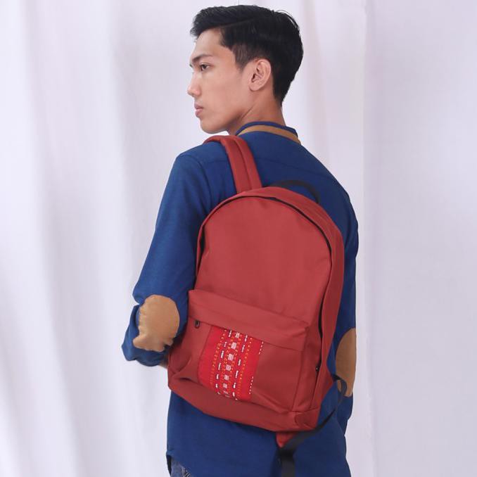 Tas Ransel Backpak Pria Wanita Kain Ulos - Maroon