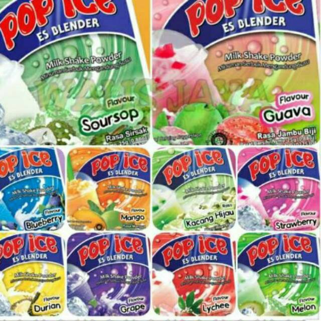 

POP ICE Minuman Serbuk Instan / Pop ice milk shake powder aneka rasa 1 renteng isi 10 sachet @25g