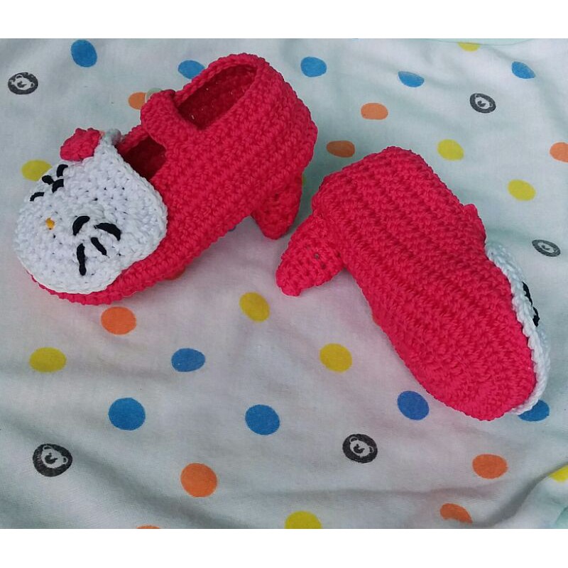 sepatu bayi rajut high heels hellokitty