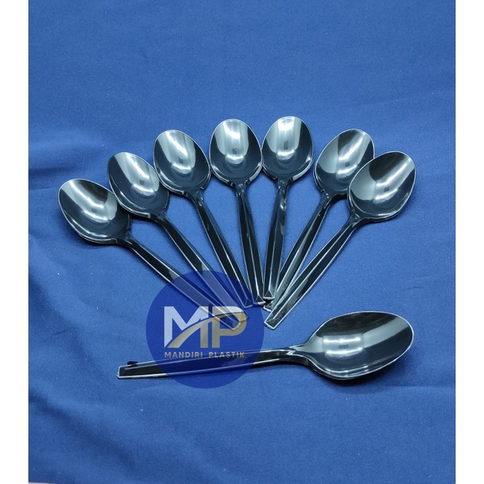 misi- GROSIR Sendok / Garpu makan plastik Bening / Hitam PER DUS
