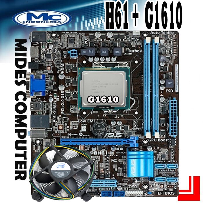 Motherboard 1155 H61 ASUS + Processor Intel G1610