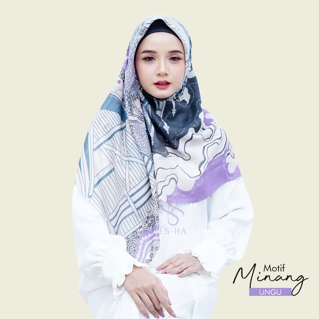 (PART 1) Series Hijab Motif Voal / Segiempat Motif Voal Premium Exclusive-MINANG UNGU