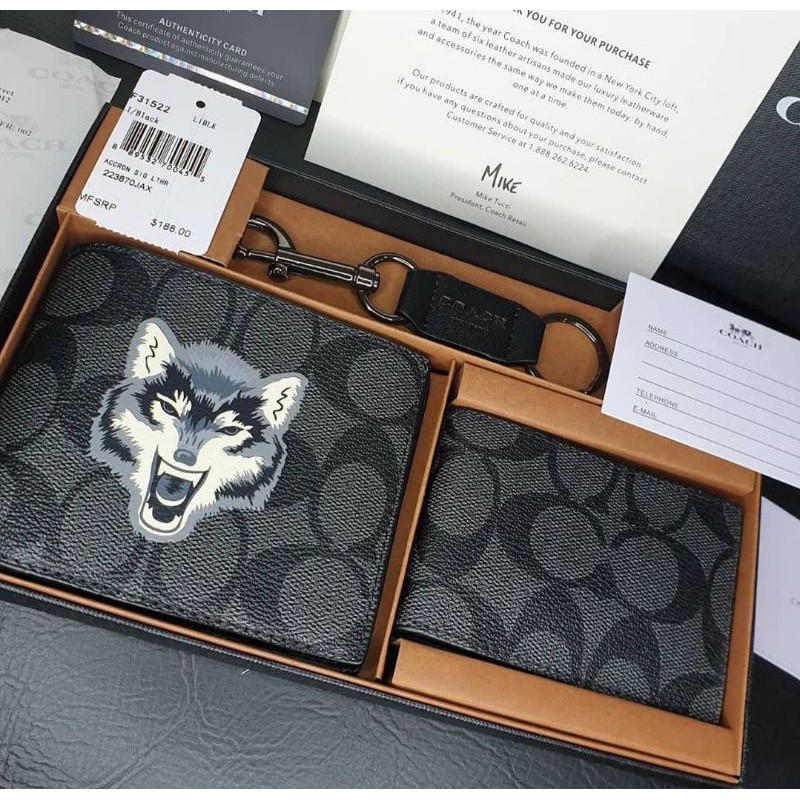 COACH WOLF WALLET GIFT SET
