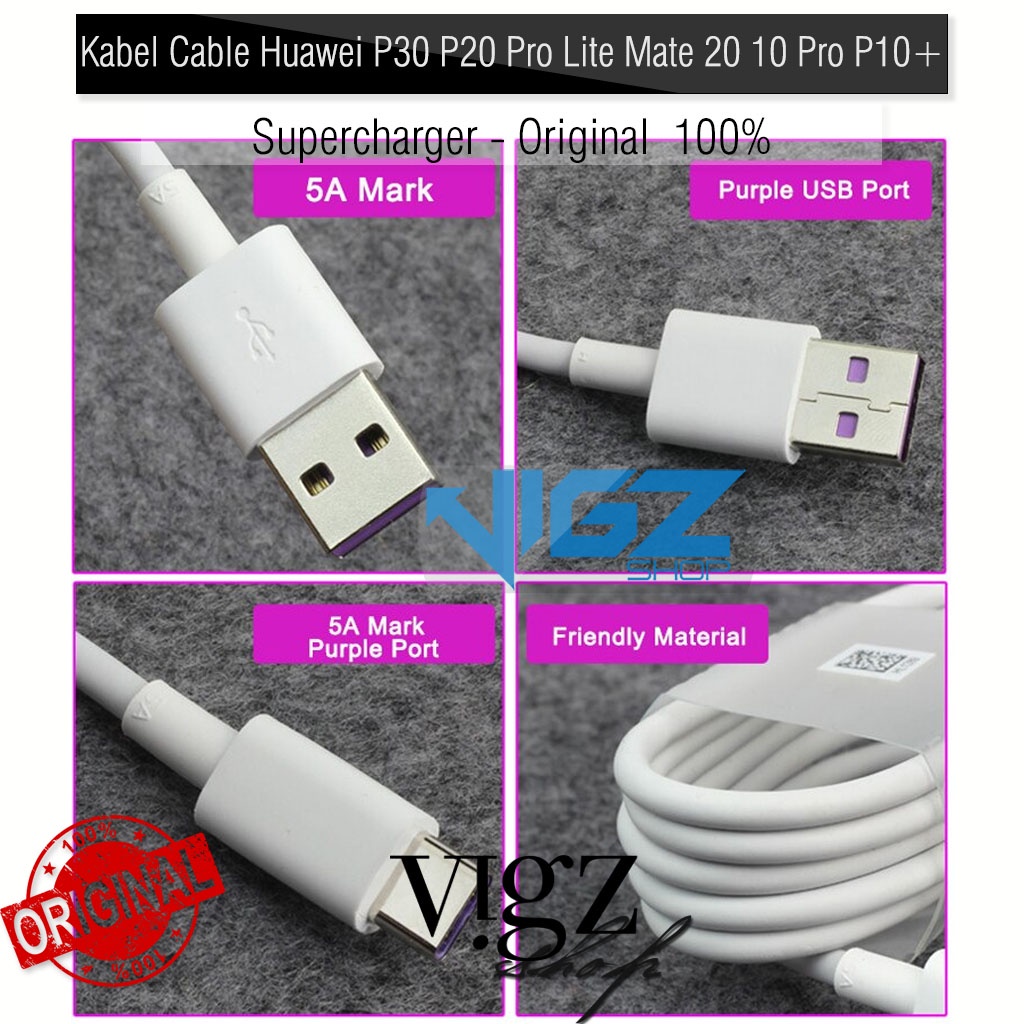 Kabel Cable Huawei P30 P20 Pro Lite Mate 20 10 Pro P10 Plus Lite Supercharger 5A Original