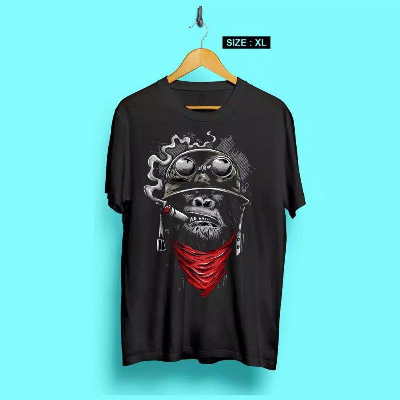 Fourfashion Kaos Distro ELhanan GORILLAZ SMOKE Black EL005