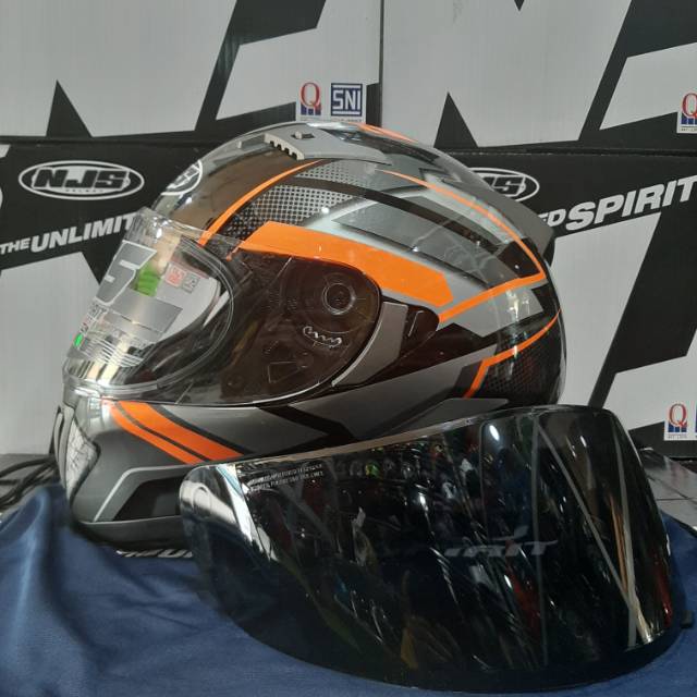 HELM NJS SHADOW MOTIF TITAN BLACK/ORANGE