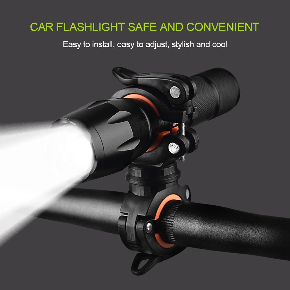 YGRETTE - Cycle Zone Clamp Penjepit Senter POMPA Stang Sepeda 360 Derajat Holder Dudukan Flashlight