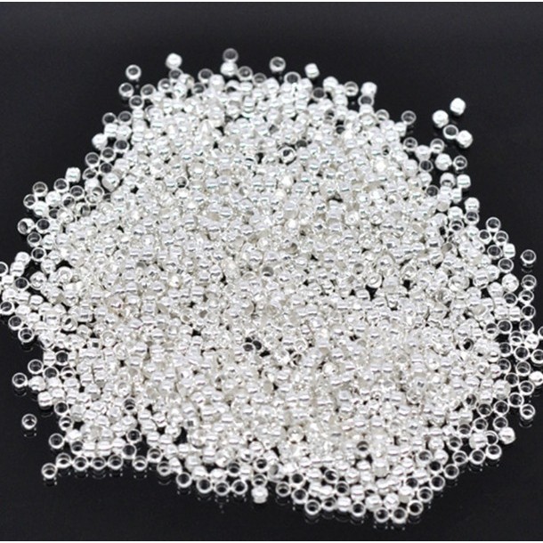 800Pcs Manik-Manik Alloy Diameter 2mm Warna Silver Untuk Membuat Perhiasan DIY