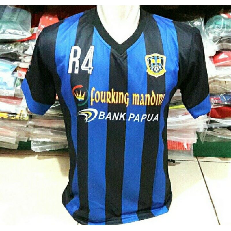 Jersey Persiram Raja Ampat 2014 Home Liga ISL Langka Biru Hitam Printing Retro