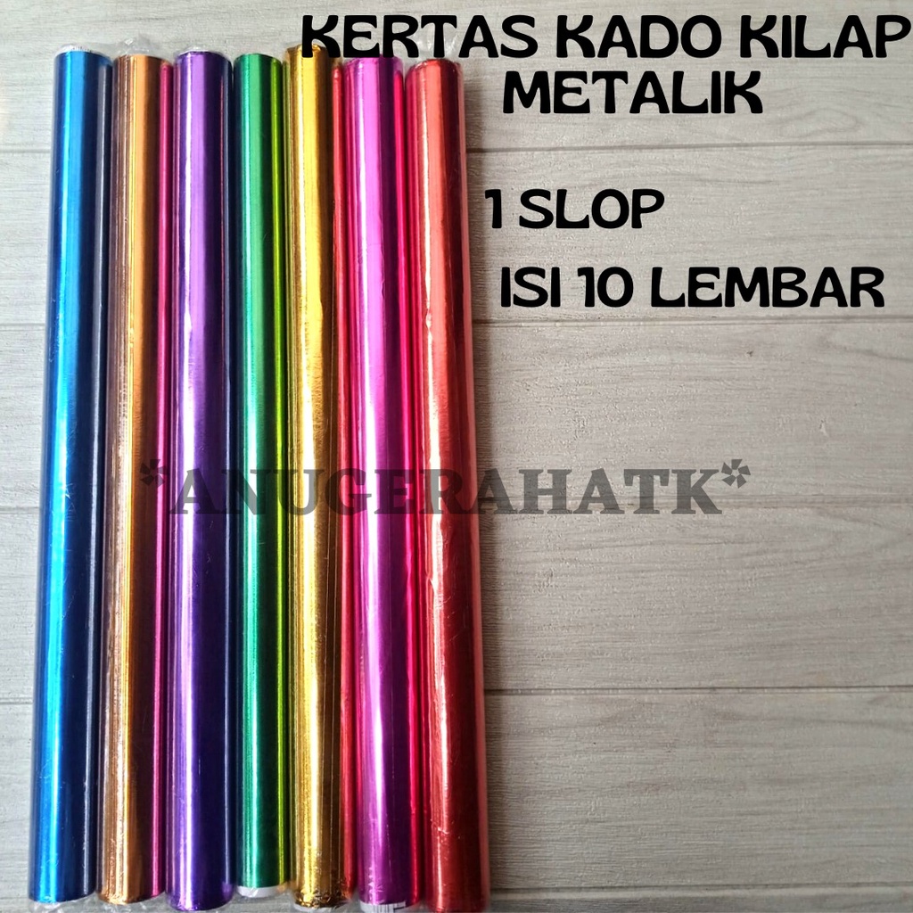 

(1 SLOP isi 10 Lbr) Kertas Kado Kilap Metalik
