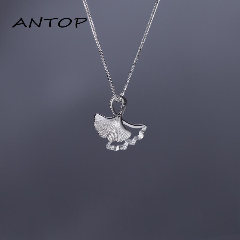 1 Pcs Korea Kalung Wanita Titanium Anti Karat Perak Ginkgo Biloba Melubangi Chain Necklace ANTOP