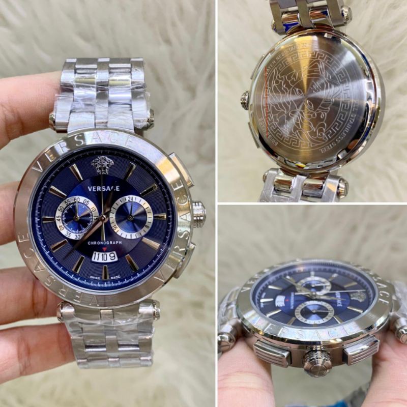 JAM TANGAN PRIA WANITA VERSACE CHAIN CHRONOGRAPH QUARTZ BESTCOPY