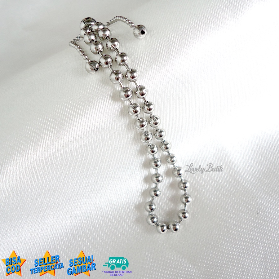 Lovelybutik Gelang Serut Stainless Anti Karat dan Luntur Vir4 Gelang Tangan Baja Putih Wanita Remaja Kekinian Model Serut Terbaru