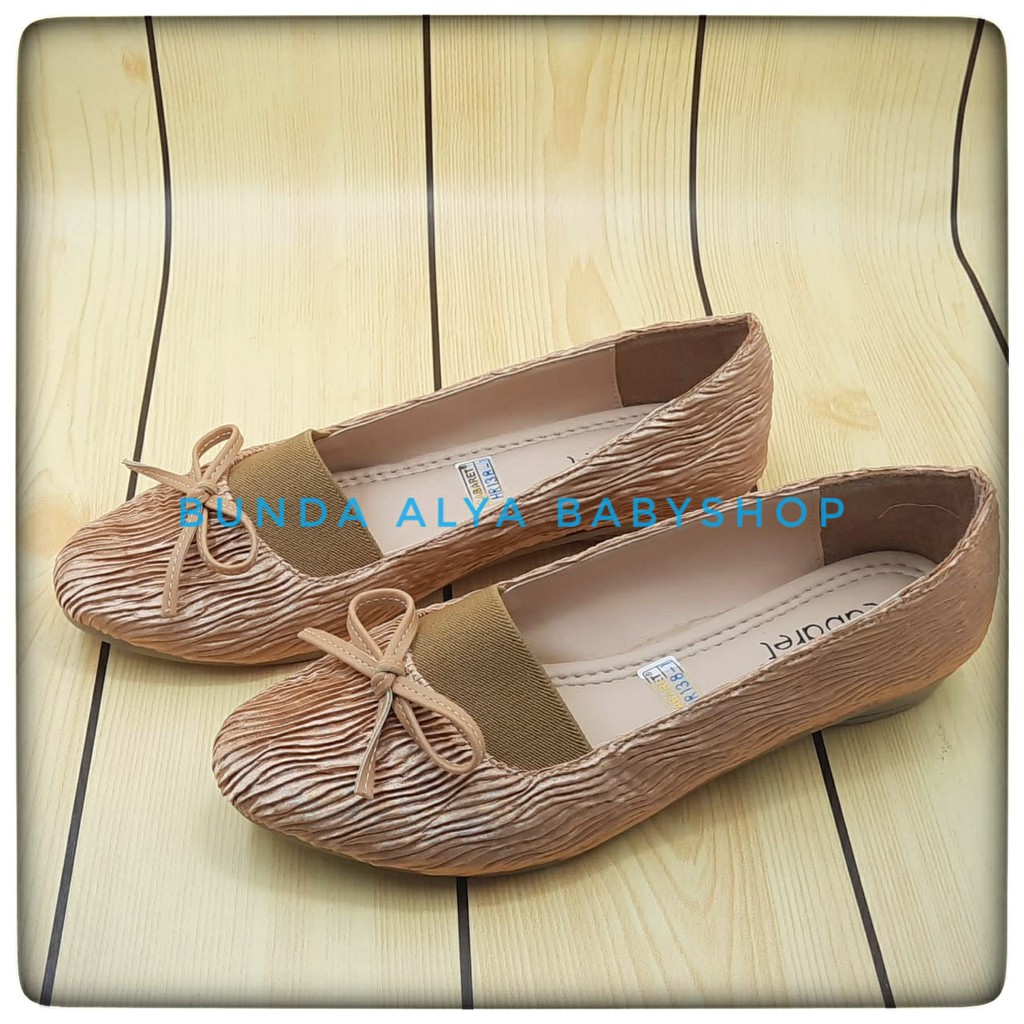 Sepatu Wanita CABARET Flatshoes Premium COKLAT Size 37 - 40 Pita - Sepatu Flat Wanita Casual