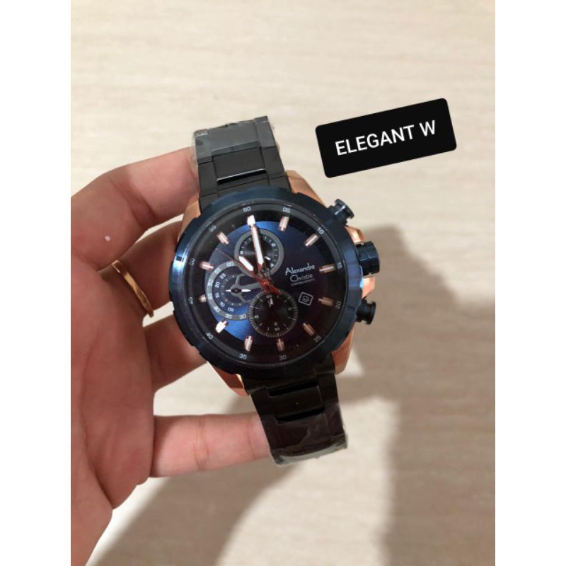 JAM TANGAN ALEXANDER CHRISTIE PRIA ORIGINAL AC 6508MC BLUE ROSEGOLD