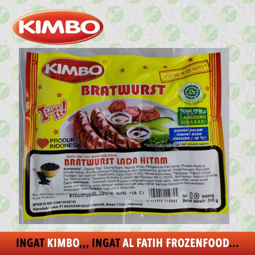 

KIMBO SOSIS SAPI BRATWURST LADA HITAM ISI 10 500GR