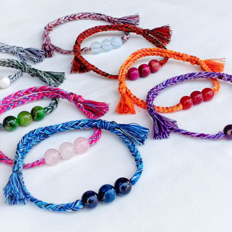 Natural Stone Fushion Bracelet / Gelang Warna-warni / Gelang Kepang / Craft Dewata