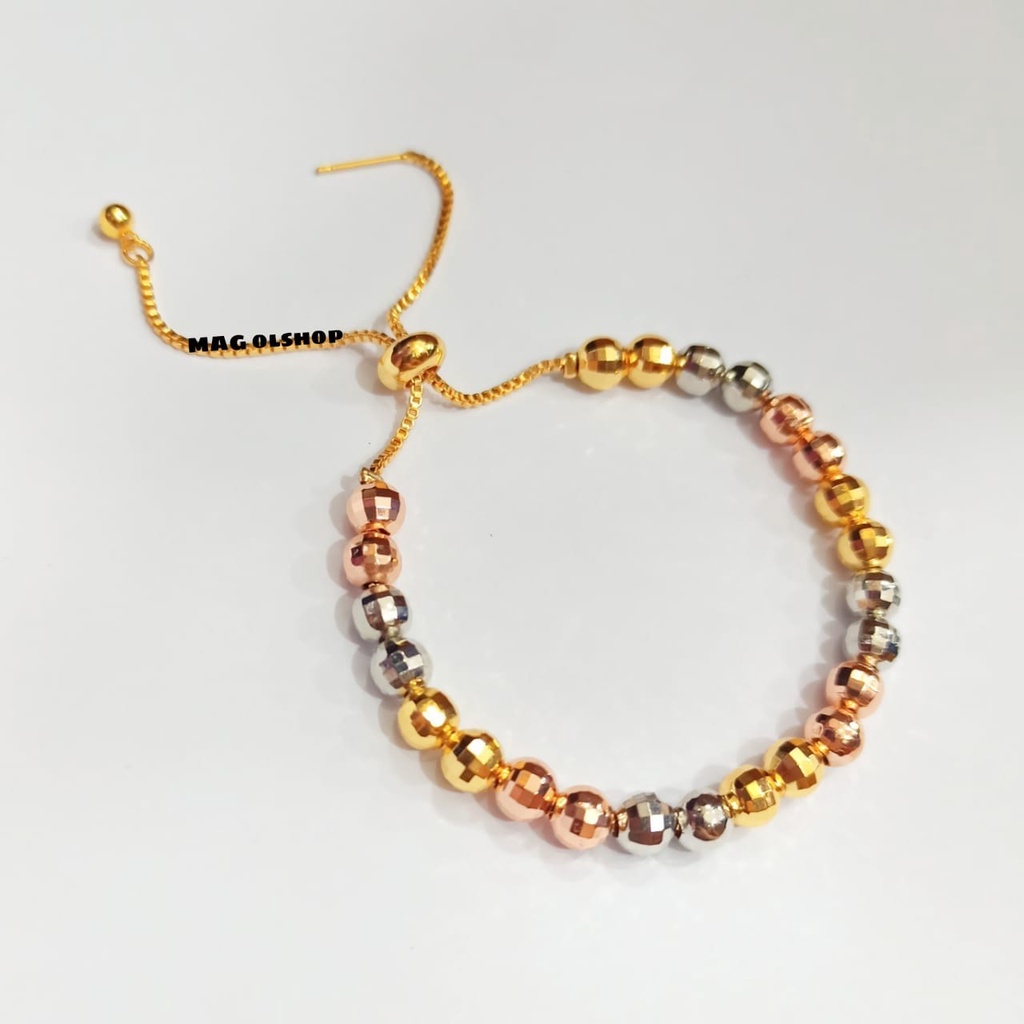 GELANG SERUT BOLA KACA 3DIMENSI ANTIK ELOK PERHIASAN TRENDY ANTI KARAT&ANTI LUNTUR