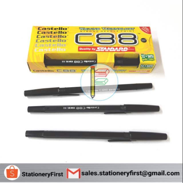 Pen Standard Castello C88 0.5mm Hitam per Lusin Murah